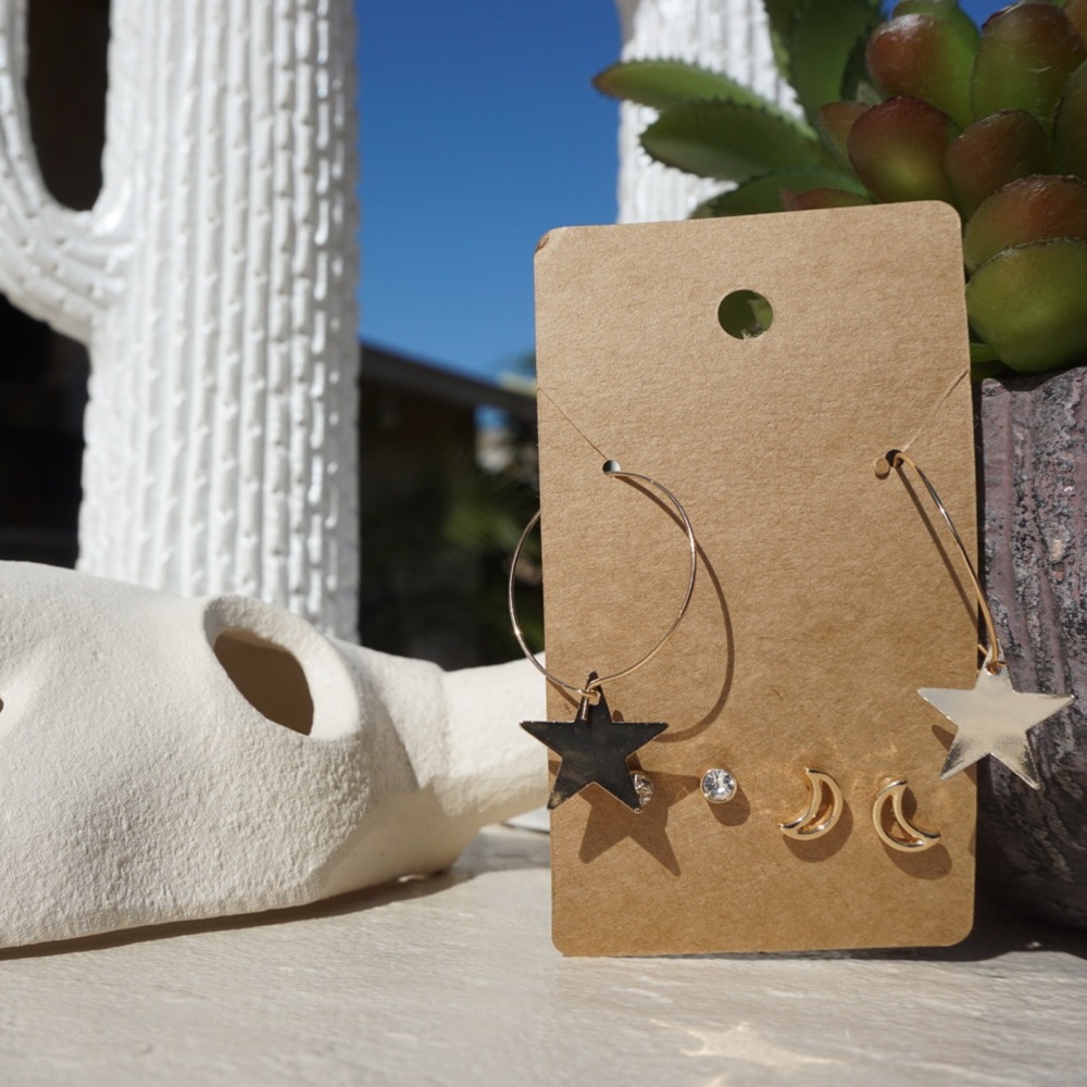 Starry Hoop Stud Set